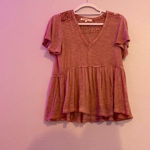 peach blouse